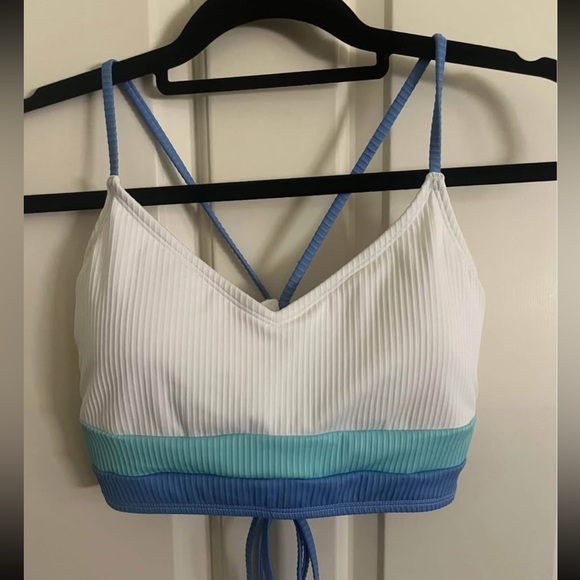 Other - Women’s Large White and Blue Strappy Bikini Top